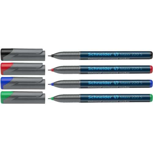 Schneider Maxx 220 S Permanentmarker, 4er Pack, schwarz, rot, blau, grün, 0,4 mm
