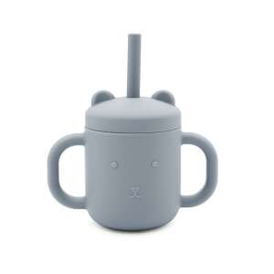 Cană de băut din silicon gri cu pai și mânere, marca Macis - Pahare