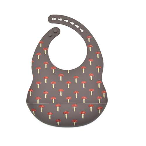 Mushroom silicone bib with pocket for babies and toddlers