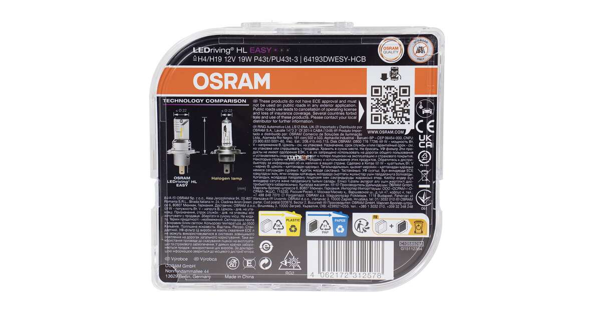 Osram LEDriving HL EASY H4/H19 LED headlight 2pcs/pack