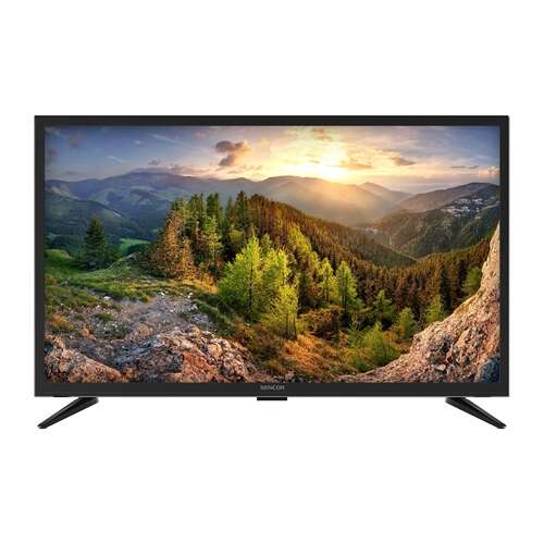 Sencor SLE2473TCS 24-inch HD Ready LED TV displaying a mountain landscape