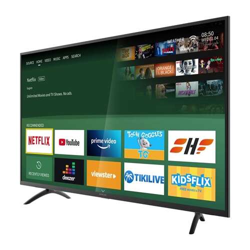 Angled view of Sencor SLE43FS602TCS 43" Smart LED TV with Netflix and YouTube