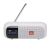 Front view of JBL Tuner 2 white portable radio speaker with DAB display