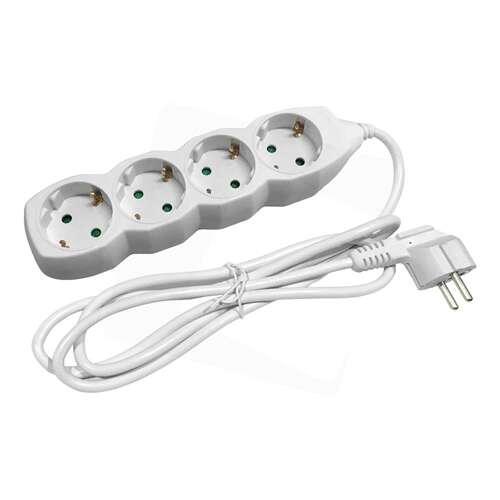 Entac 4-socket extension cord with 3 meter cable, white