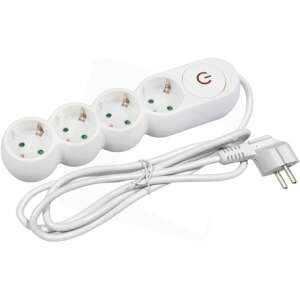 Entac Design 4-es elosztó kapcsolóval, 1,5m kábellel, fehér - Elosztó