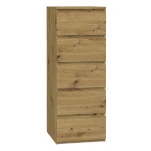 Mályva W5 Komód - Tölgy Kézműves 5-drawer chest in oak artisan finish, isolated - Dresser