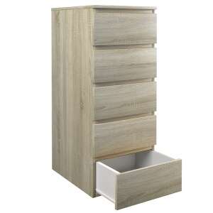 Malwa W5 Chest of Drawers - Sonoma Oak with open drawer - Dresser