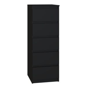 Mallow W5 Black 5-Drawer Chest of Drawers - Dresser
