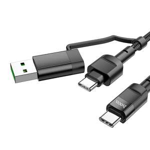 HOCO U106 2 IN 1 TYP-C / TYP-C / LIGHTNING-KABEL 100 W / PD 20 W 1,2 METER SCHWARZ 49828779 - Lightning-Kabel
