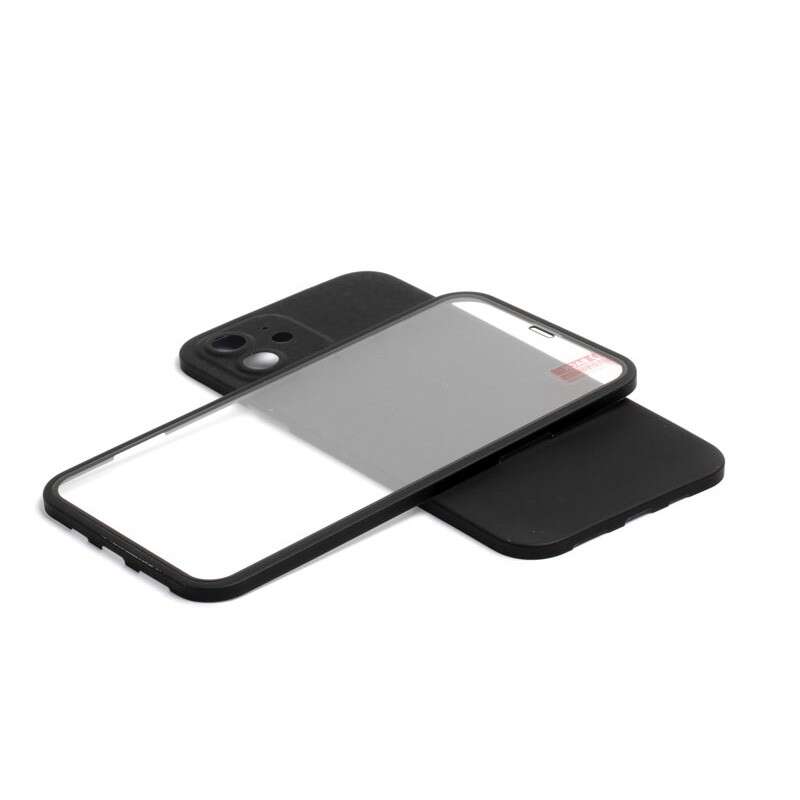 360 Full Body iPhone 12 6.1 TPU Tok + Üvegfólia Fekete