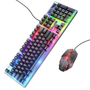 Hoco GM18 Luminous RGB beleuchtetes kabelgebundenes Gaming-Tastatur- und Maus-Set, schwarz - Hoco