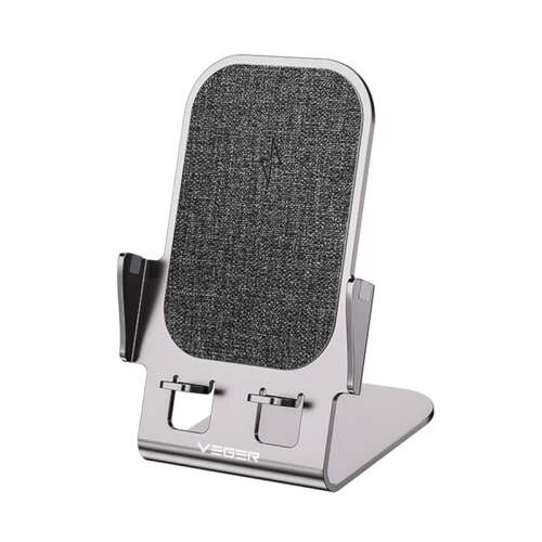 Veger Y53 Stand de încărcare wireless, Argintiu, 15W încărcare rapidă, certificat Qi, Compatibil cu iPhone și Android