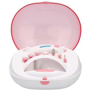 Grundig Manicure and Pedicure Set 07630, electric nail care kit with attachments, pink and white, in case - Grundig
