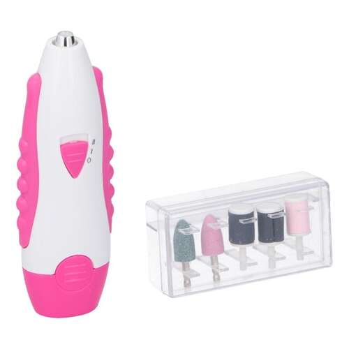 Grundig 5-in-1 Maniküre- und Pediküre-Set, elektrische Nagelfeile mit 5 Aufsätzen, rosa und weiß