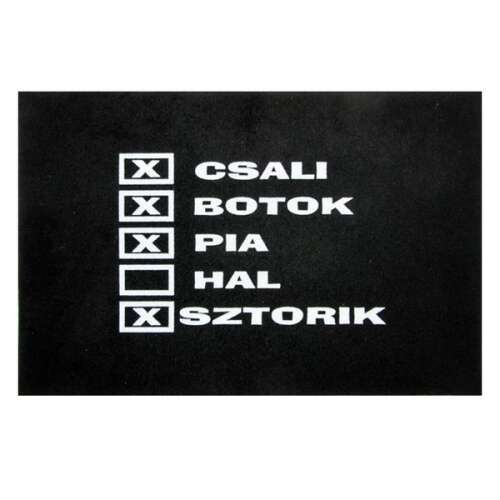 Tréfa fekete lábtörlő 'csali, botok...'