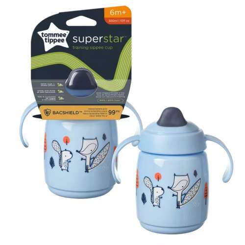 Tommee Tippee Superstar itatópohár, 300 ml, kék, róka mintával