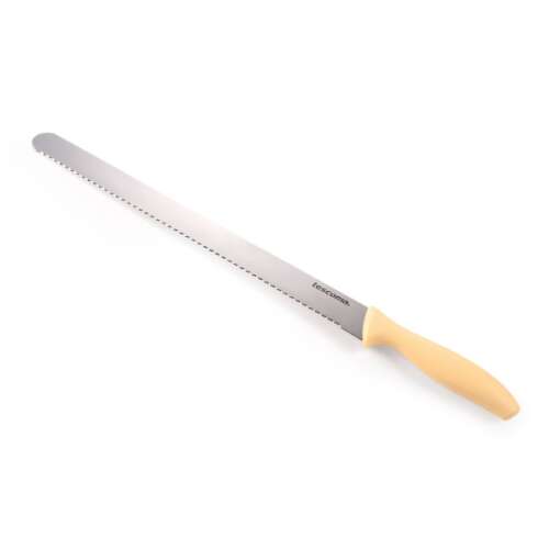 DELÍCIA Tortakés 30 cm cake knife, long serrated blade, yellow handle, stainless steel