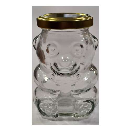 Glass bear jar with gold lid, 280ml