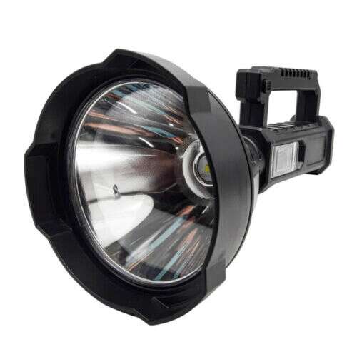 Extra Fényerejű Akkumulátoros Multifunkcionális Keresőlámpa Állvánnyal L835, erős LED reflektor 300 méteres fénysugárral, 4 fénymód, USB töltés, power bank funkció