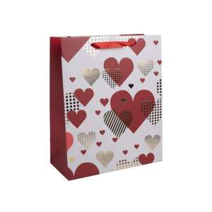 Pungă cadou cu model de inimi roșii și aurii, 18x23 cm - Nonbrand Pungi cadou