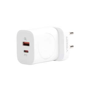 Veger W002 20W PD încărcător rapid cu porturi USB-C și USB-A, alb - Veger