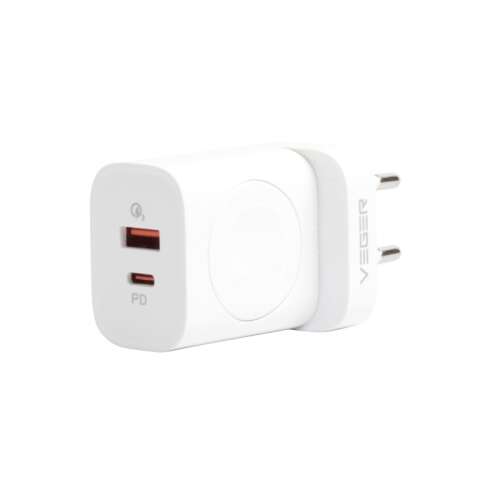 Veger W002 20W PD rýchla nabíjačka s USB-C a USB-A portami, biela