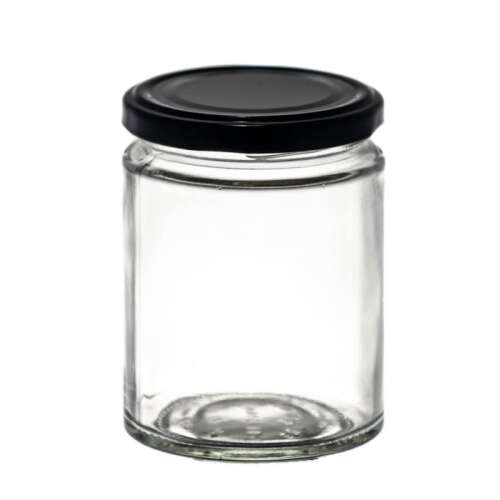 314ml glass jar with black lid, Minimal Befőttes üveg