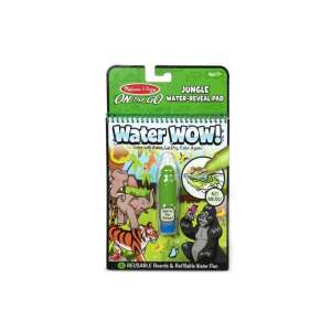 Melissa & Doug On the Go Water Wow! Джунгла Water-Reveal Pad, многократна подложка за разкриване с вода с приложен, многократно пълним молив за вода, представящ животни от джунглата - Melissa & Doug