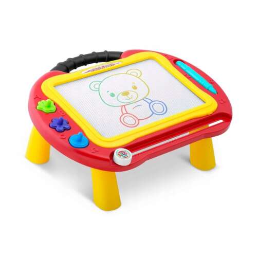 Magic Drawing Table 2 w 1 magnetyczna tablica do rysowania i stół do rysowania dla dzieci, czerwony i żółty, widok pod kątem