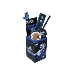 Sada písacích potrieb Jurassic World 7 dielov s ceruzkou, gumou, pravítkom, strúhadlom, zošitom a sponkou - Stojany na písacie potreby