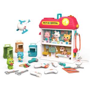 Little Actives Sunshine House Veterinárna Klinika Hracia Sada so 4 Zvieratami s Natahovacím Mechanizmom, 2 Plyšovými Zvieratami a Príslušenstvom, Hračka pre Deti, Od 3 Rokov - Lekárske hračky