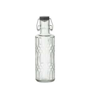 Glass Jar with Clasp and Embossed Pattern - 990ml 49895469 - Kitchen Storage Container