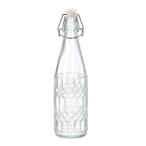 1.1 liter glass bottle with embossed pattern and swing top lid - Food storage