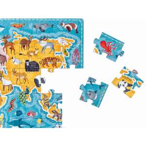 CzuCzu Állatos Világtérkép Kirakó 60 darabos, a kirakó darabjainak közeli képe - Puzzle & Kirakó