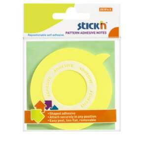 STICK'N Öntapadó jegyzettömb, sárga, buborék alakú, 50 lap, újratapasztható, öntapadó - Stick'n