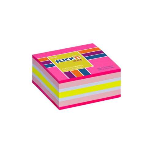 Stick'n Cube Neon rózsaszín öntapadó jegyzettömb, 250 lap