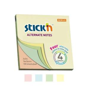 STICK'N Alternate Notes, 76x76mm, 100 sheets, 4 pastel colors, sticky notes, notepad, memo pad - Office paper product