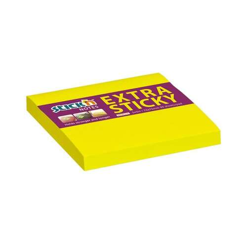 STICK N EXTRA STICKY note stickere galbene neon, 76x76 mm, 90 foi