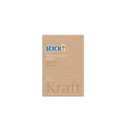 Stick'n Kraft Notes, 100 листа, линирани, препозиционируеми, лепкави бележки