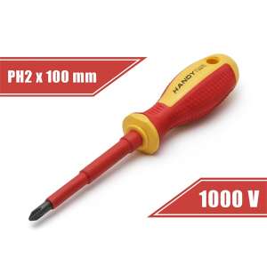 Изолирана отвертка Handy 1000V, PH2 x 100mm, червено-жълта - Handy