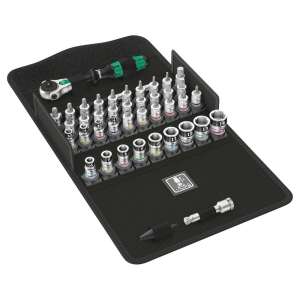 Wera Zyklop 8100 SA Speed Ratchet Set, 1/4 inch drive, 46 pieces, with socket bits, extensions, and a carrying case - Wera Socket Wrench