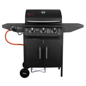 Activa Alabama III gas grill with side burner, black, 3 burner, stainless steel, cast iron grates - Garden