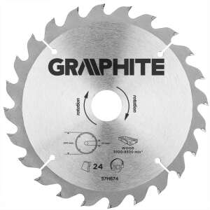Graphite 200 mm Kreissägeblätter für Holz, 24 Zähne, 57H674 - Graphite