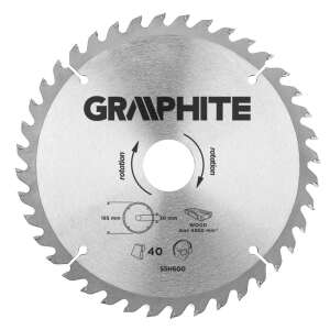 Graphite 185 mm Kreissägeblatt mit 40 Zähnen für Holz, 55H600 - Graphite