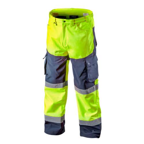 Pantaloni de lucru softshell NEO galbeni cu vizibilitate ridicată, mărime XXL, cu benzi reflectorizante