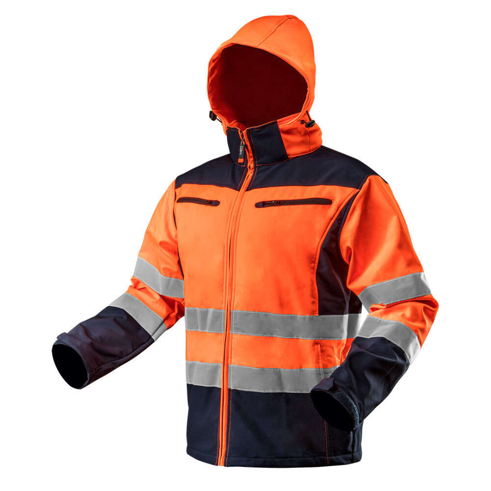 Jacheta de lucru Softshell Warning cu gluga, Portocaliu, Marime L