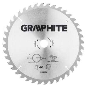 Graphite 300 mm Kreissägeblatt mit 40 Zähnen zum Schneiden von Holz, 55G606 - Graphite
