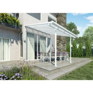 Palram Canopia Sierra 3000 fehér pergola teraszon felállítva - Palram