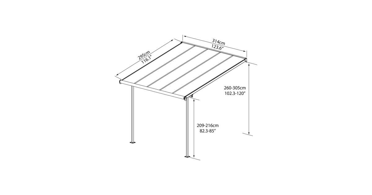 Canopia By Palram Pergola Sierra 3x6.2 M In Alluminio E Policarbonato - Tettoia Moderna Per Terrazza - Protezione UV Totale