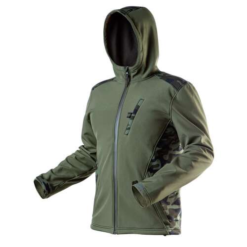 Jachetă de lucru Neo softshell, verde oliv cu model camuflaj, rezistentă la apă, rezistentă la vânt, respirabilă, mărimea M